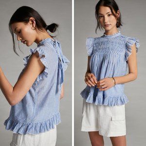 Anthropologie Ruffled Back-Tie Blouse